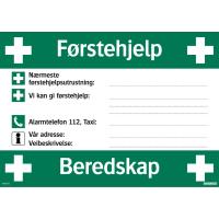 Skilt Systemtext "Førstehjelp - beredskap"