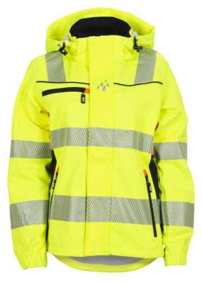 Softshelljakke dame BS Gjøvik HiVis kl.3 gul/sva str XS