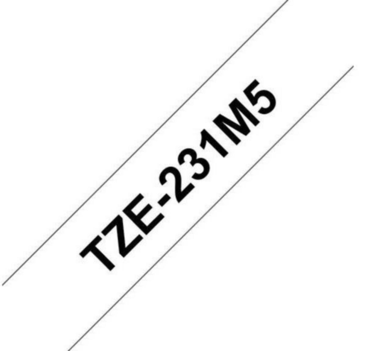 Merketape brother® - Merketape TZE231M5 Brother 12mm Svart/Hvit 5pk