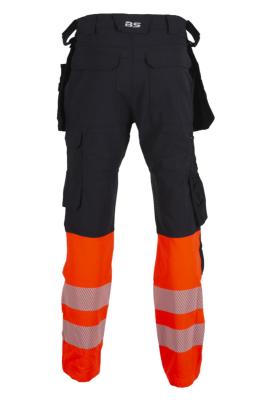 Håndverksbukse BS Lillehammer 2.0 HiVis kl.1 sva/rød str C46