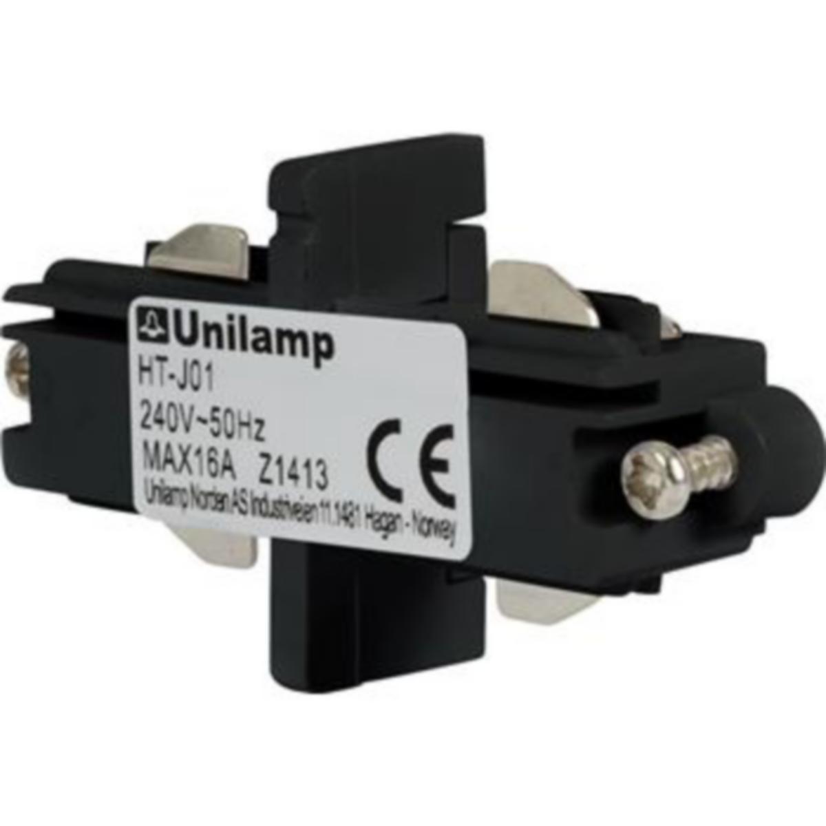 Skinneskjøt Unilamp Titan - Titan Skinneskjøt Sort Tilbehør til 1 fase spotskinne