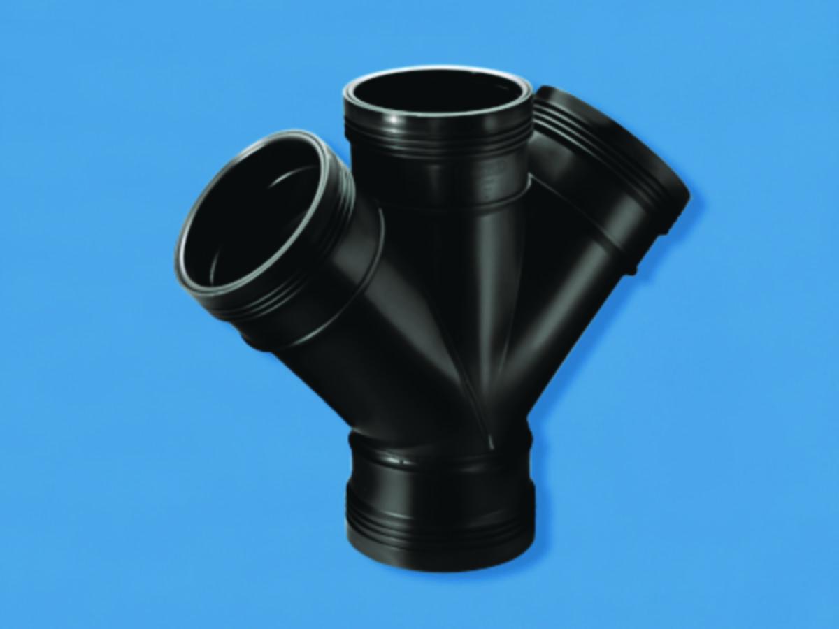 Dobbeltgrenrør 45° svart, Wafix - 110mm x 45°sort PP dobl.gren Wafix