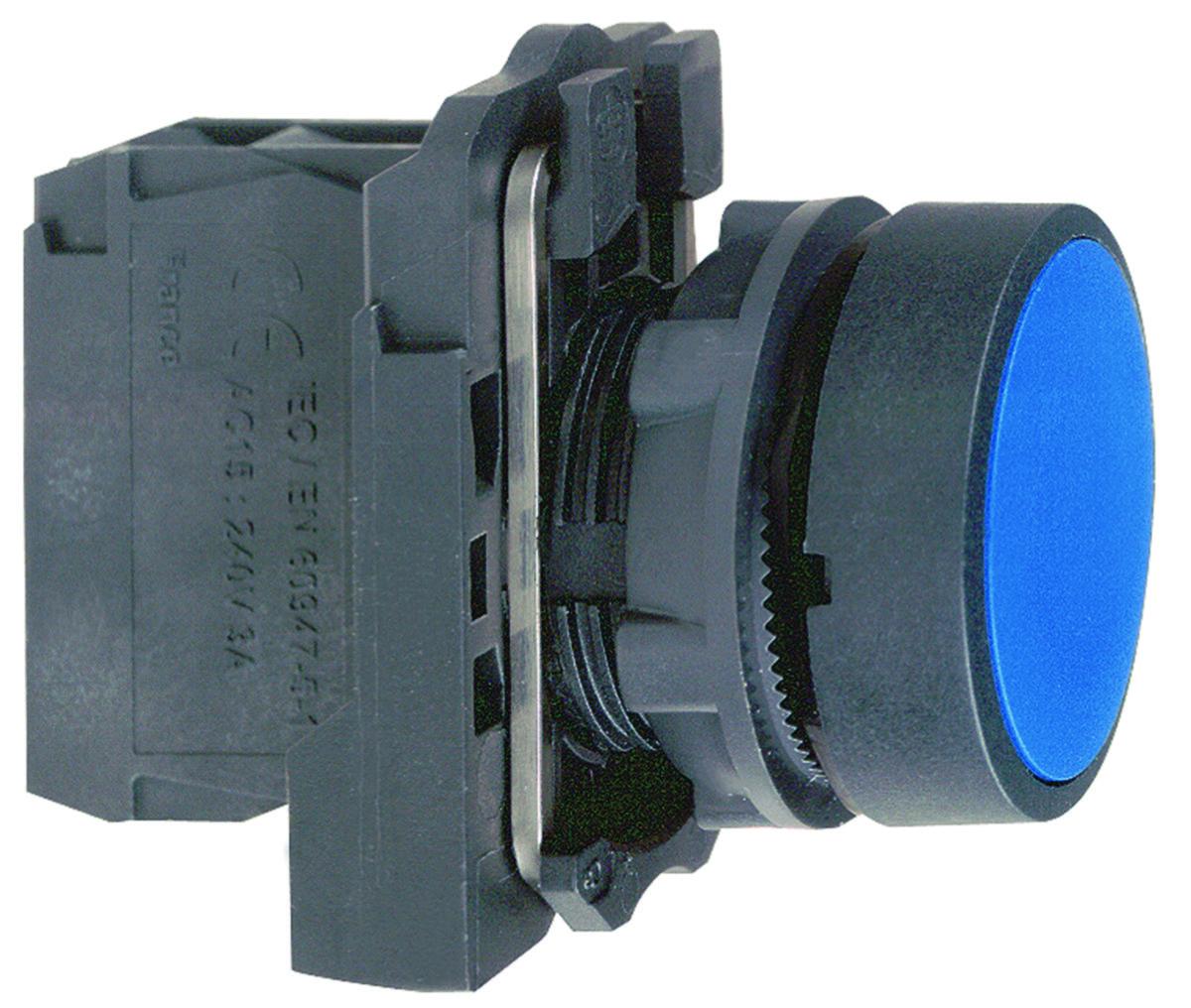 Trykknapper Schneider kompett i plast - Trykknapp blå 1no