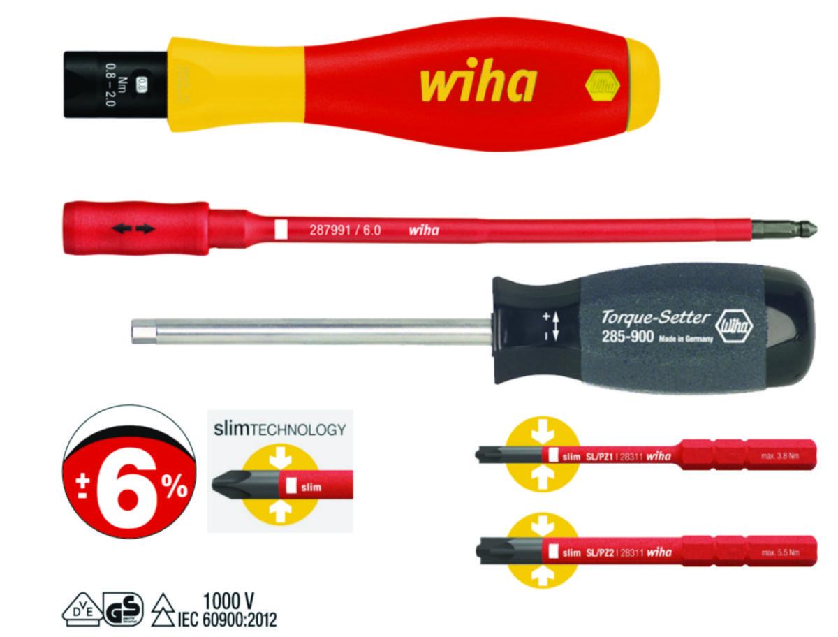 Momenttrekkersett Wiha 1000v - 5 deler - Momenttrekkersett TorqueVario Wiha SL/PZ 5 deler 1000V