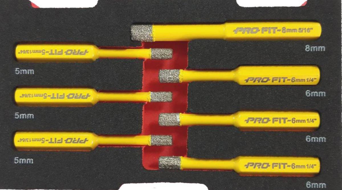 Diamantborsett Pro-Fit f/tørrboring - Diamantborsett 7 bor Pro-Fit 5-55mm diamantf.bor