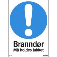 Skilt Systemtext "Branndør Må holdes lukket"