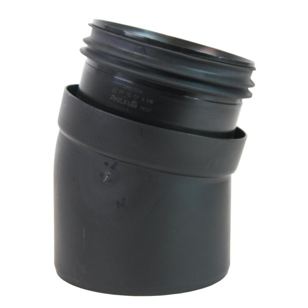 Bend 15° svart, Smartline - 110 mm x 15° PP Smartline bend