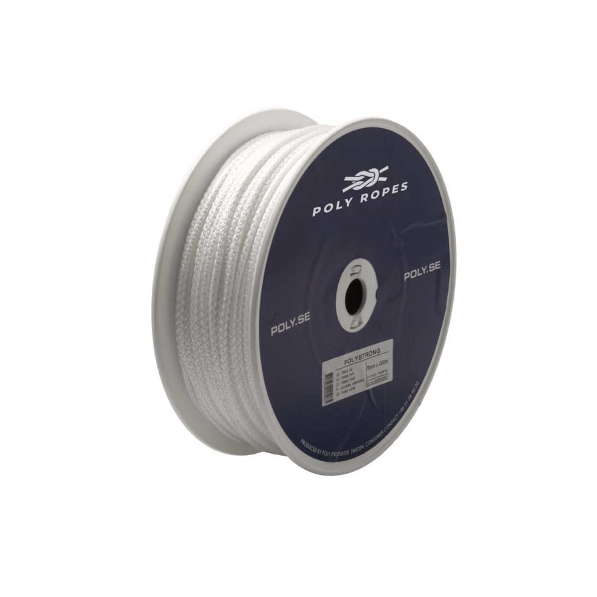 Flaggline Poly-Produkter - Flaggline flettet polyester Poly-Produkter 6mm hvit 200m