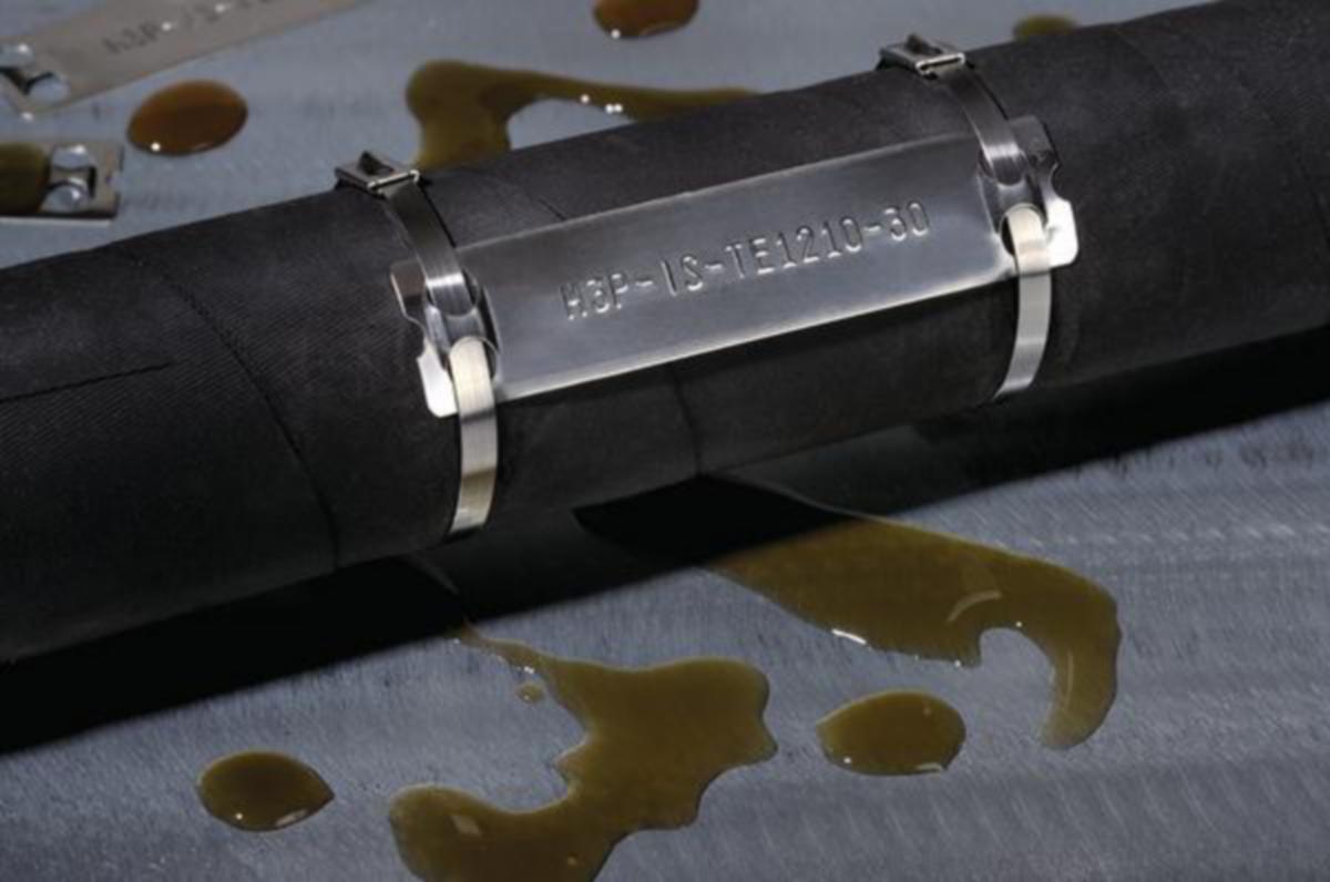 Merkeskilt HellermannTyton M-Boss - Merkeskilt M-BOSS 10x90mm Rustfrie.i stål. 500 stk i pak