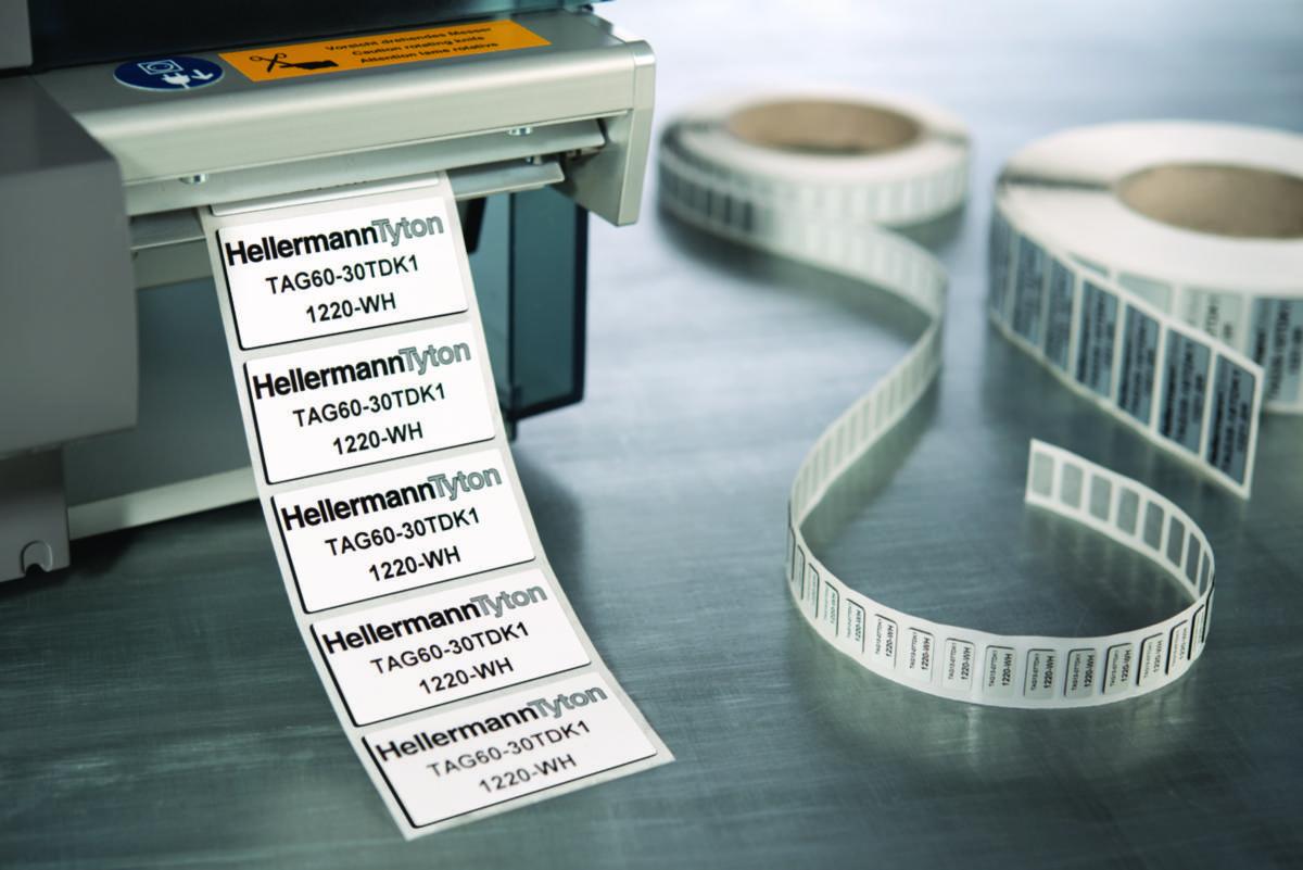 Skiltetikett HellermannTyton for termoskriver - Skiltetikett 45mm x 15mm hv 1000stk