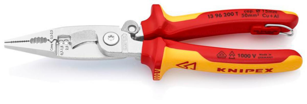 Elinstallasjonstang Knipex 1396 1000V - Installasjonstang elektro 1392 Knipex 200mm 1000V m/øye