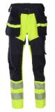 Håndverksbukse BS Lillehammer W HiVis kl. 1 gul/sva str C46