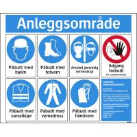 Skilt Systemtext "Anleggsområde, påbudt"