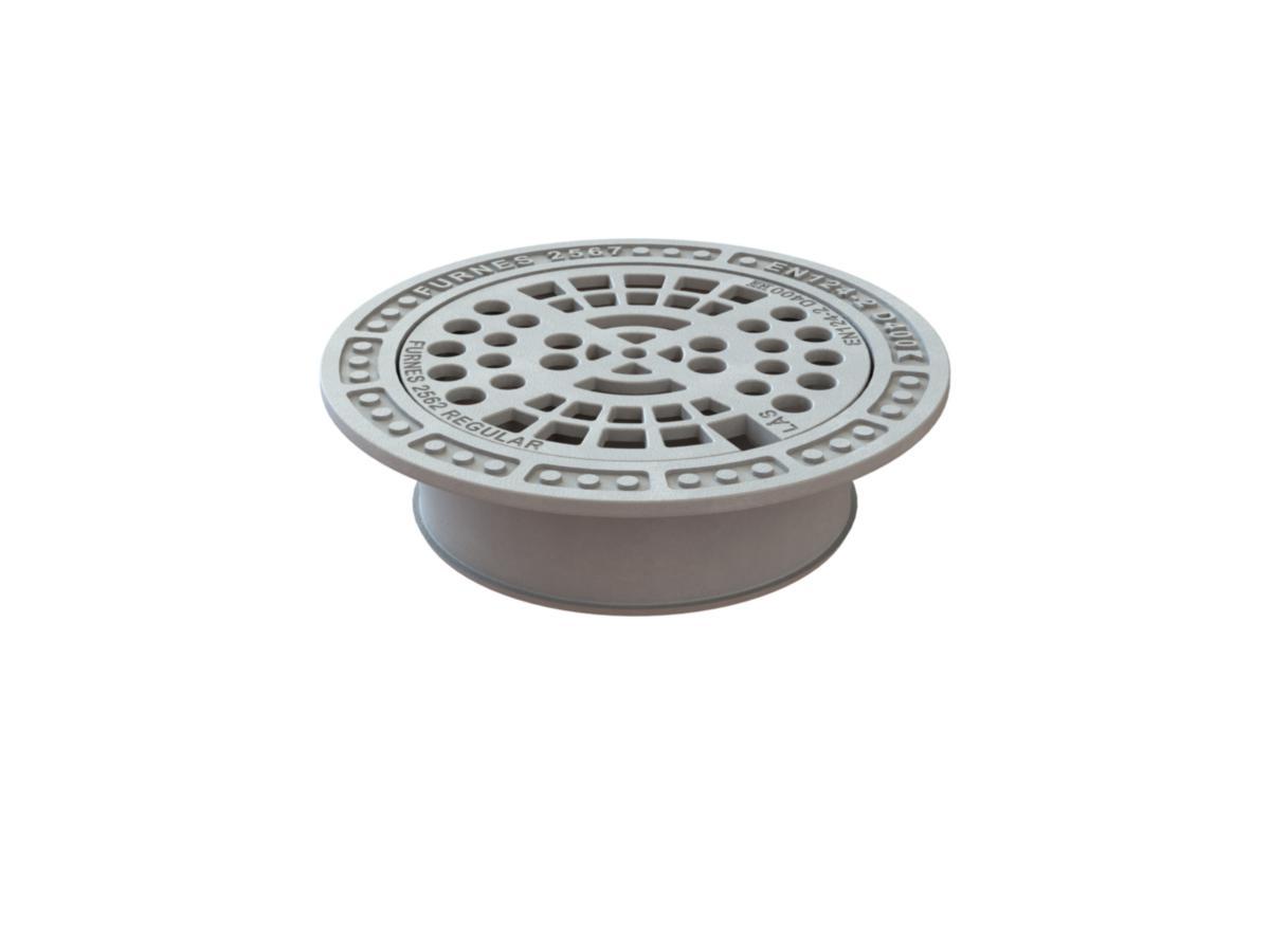 Flytende ramme 2577/2567 m/Regular rist f/teleskoprør. Furnes - Furnes 425 flytende ramme m/ Regular ristlokk. 2567/2562