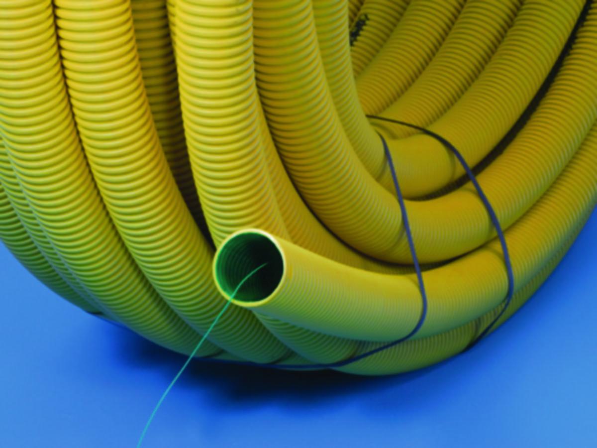 Dobbelveggede kabelrør, gul, Norsk Wavin DVR - Kabelrør DVR 50 gul