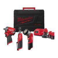 Kombipakke M12 FPP3FI-423 Milwaukee 12V 1x4.0Ah/2x2.0Ah