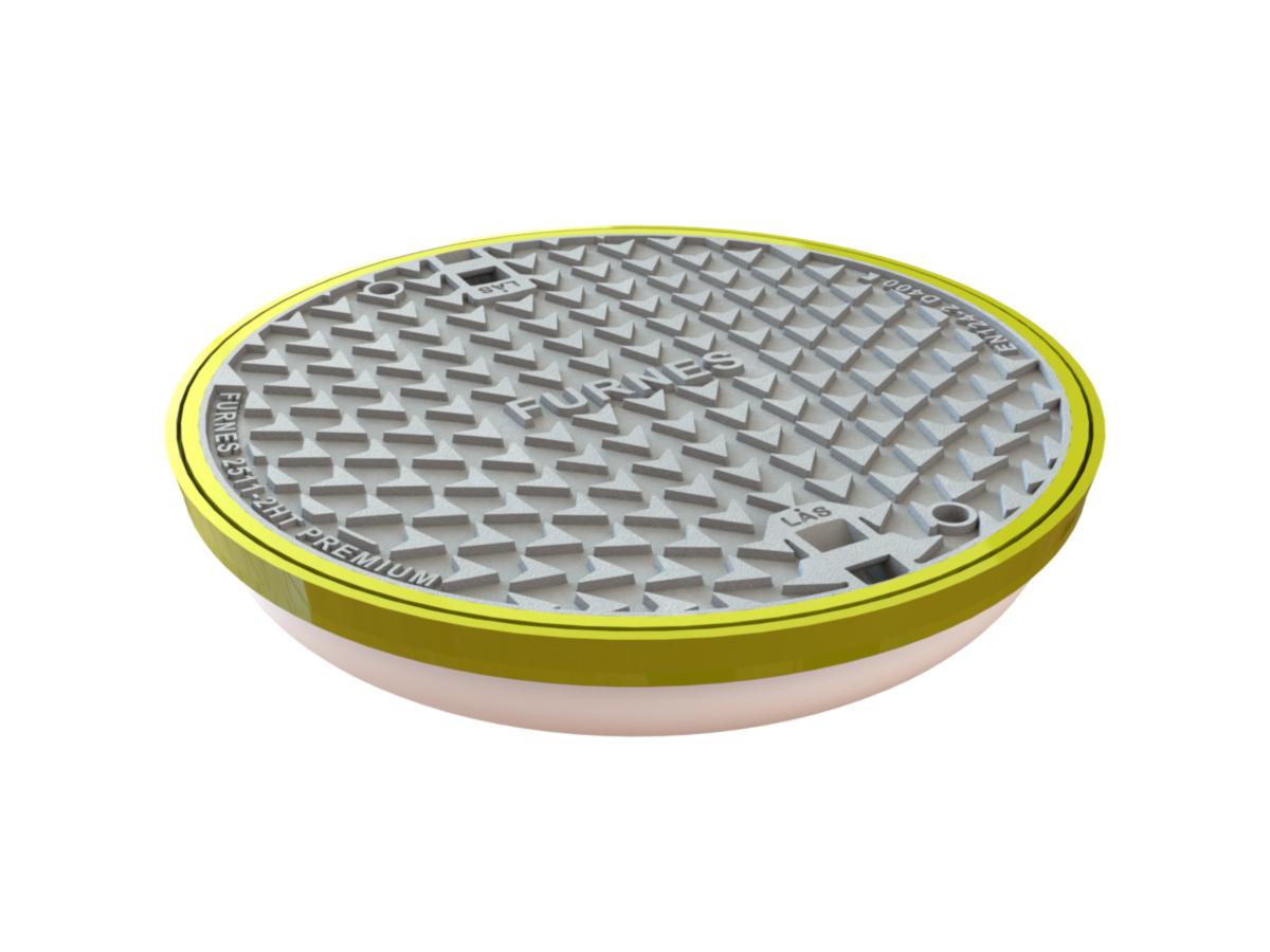 Kumlokk Premium 2511HT med isolasjon, Furnes - Furnes 800 Premium lokk 2511HT ISO gul pakn. lås, 2 spetthull