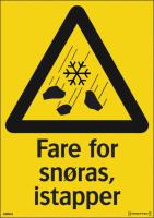 Skilt Systemtext "Fare for snøras, istapper"