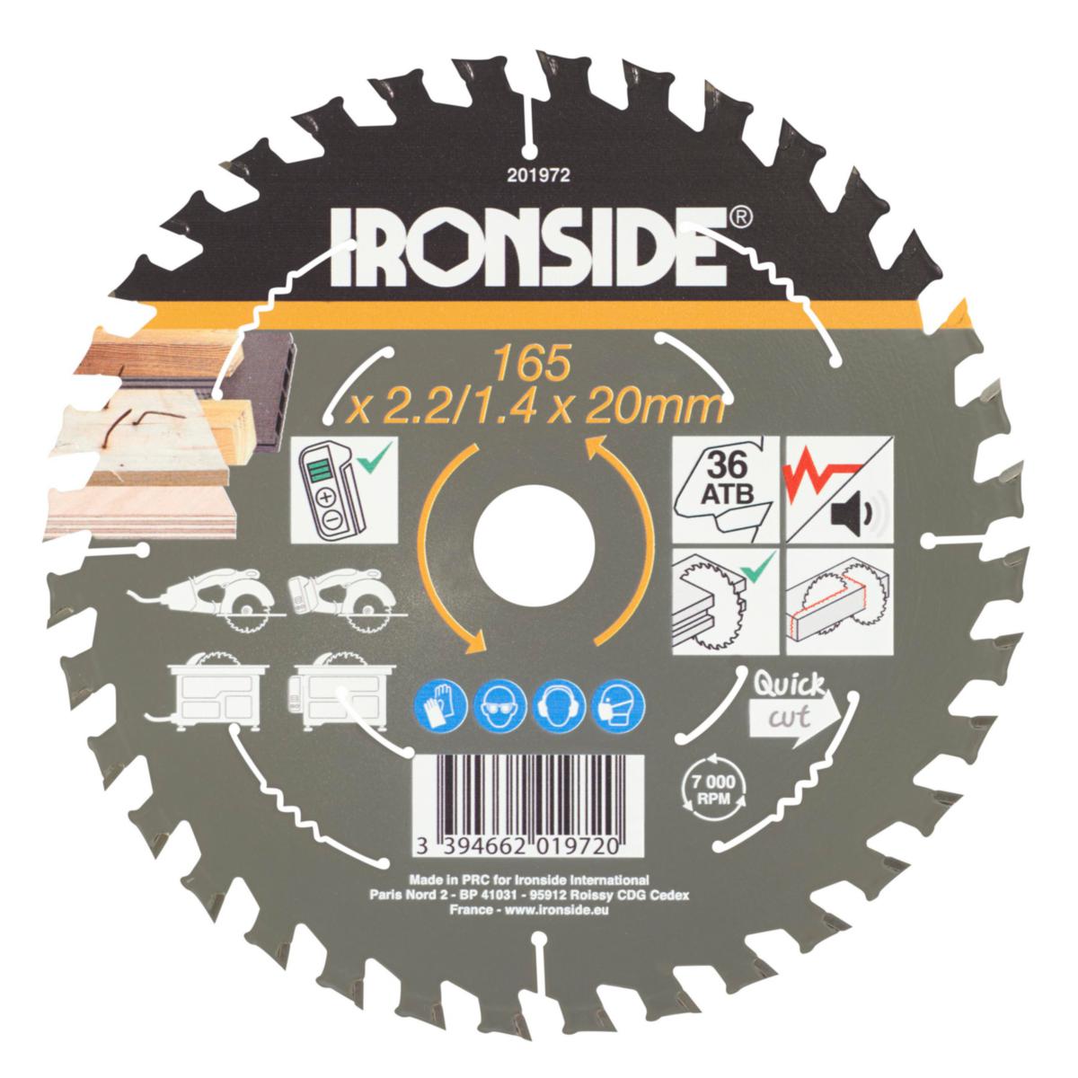 Sirkelsagblad Ironside Tre m/spiker - Sirkelsagblad Tre m/spiker Ironside Ø165x20/16mm 36T