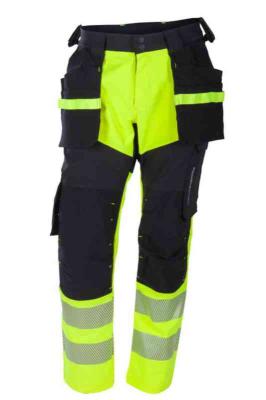 Håndverksbukse BS Lillehammer HiVis kl. 1 gul/svart str C160