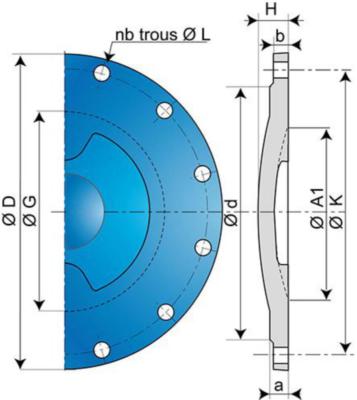 DN 600 blindflens Blå epoxy PN10