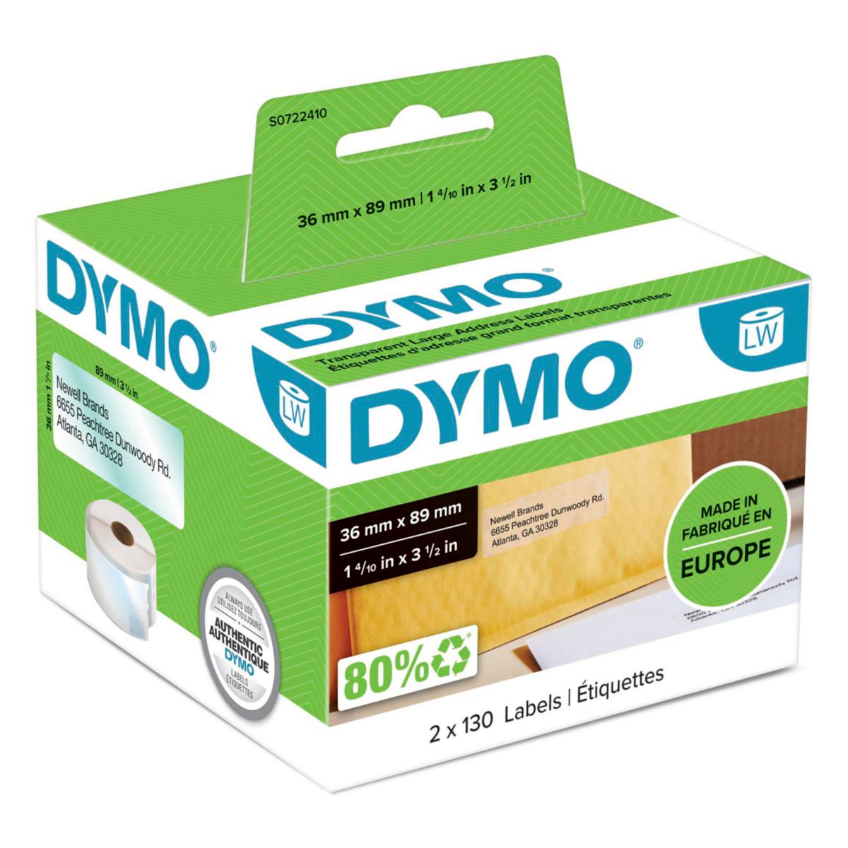 Etikett Dymo LW - Etikett Adresse Dymo 89x36mm klar (260) 99013
