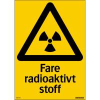 Skilt Systemtext "Fare radioaktivt stoff"