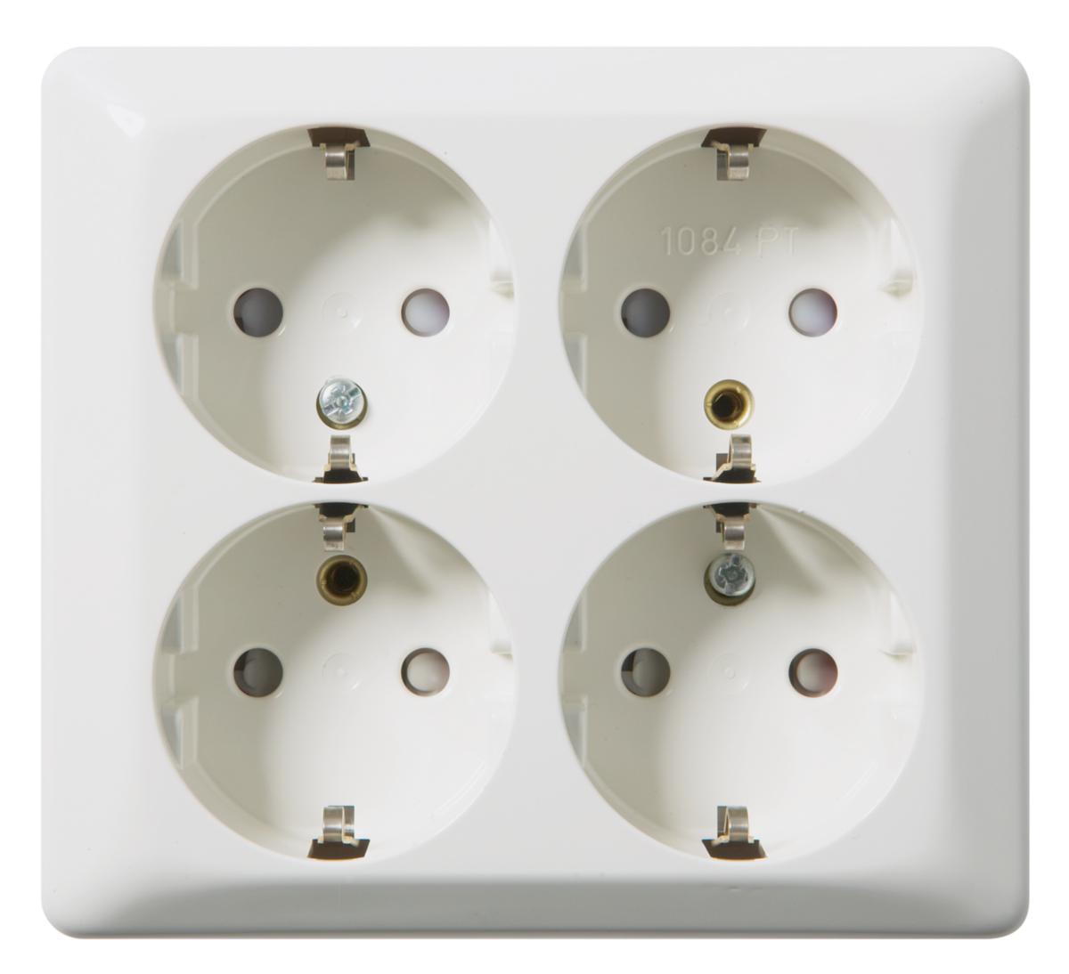 Stikkontakt Elko 4-veis med jord påvegg - Stikk.1084PT 4veis m/jPH