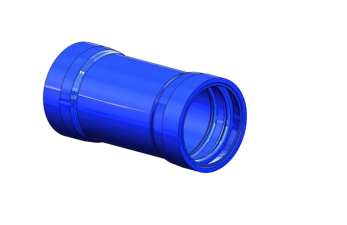 Dobbelmuffe for støpejern Universal 2-kamret Tyton. PAM - DN150 2-kamret Dobbeltmuffe Universal Tyton blå epoxy