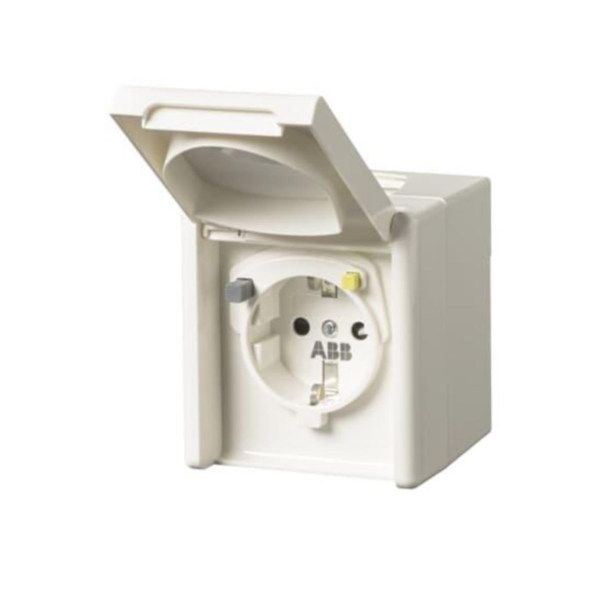 Stikkontakt ABB Impressivo påvegg m/jordfeilbryter - IMPRESSIVO P. STIKK M JORDF.BR Y IP44