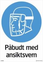 Skilt Systemtext "Påbudt med ansiktsvern"