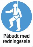 Skilt Systemtext "Påbudt med redningssele"