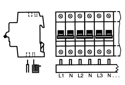 Samleskinne 3 FAS+N L1.N.L2.N.L3.N.58MOD.16MM2