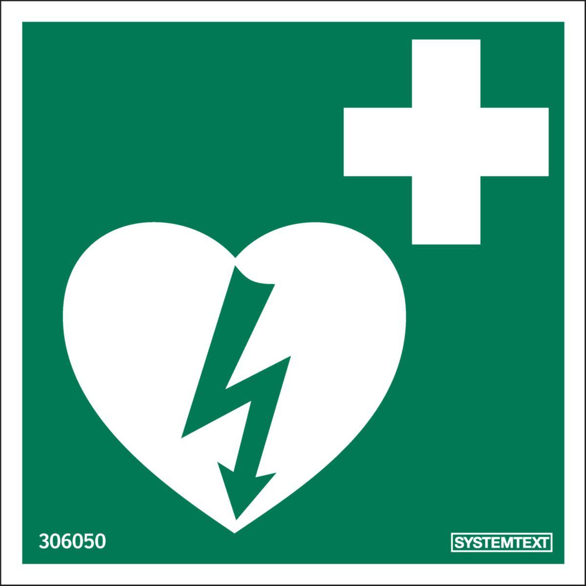 Dekal Systemtext Hjertestarter - Dekal Hjertestarter Systemtext 80x80mm