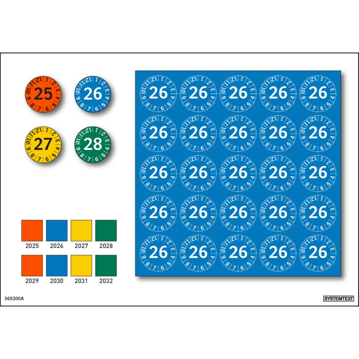 Kontrollmerker Systemtext År 25stk/ark - Kontrollmerke år Systemtext 30x30mm 25stk/ark